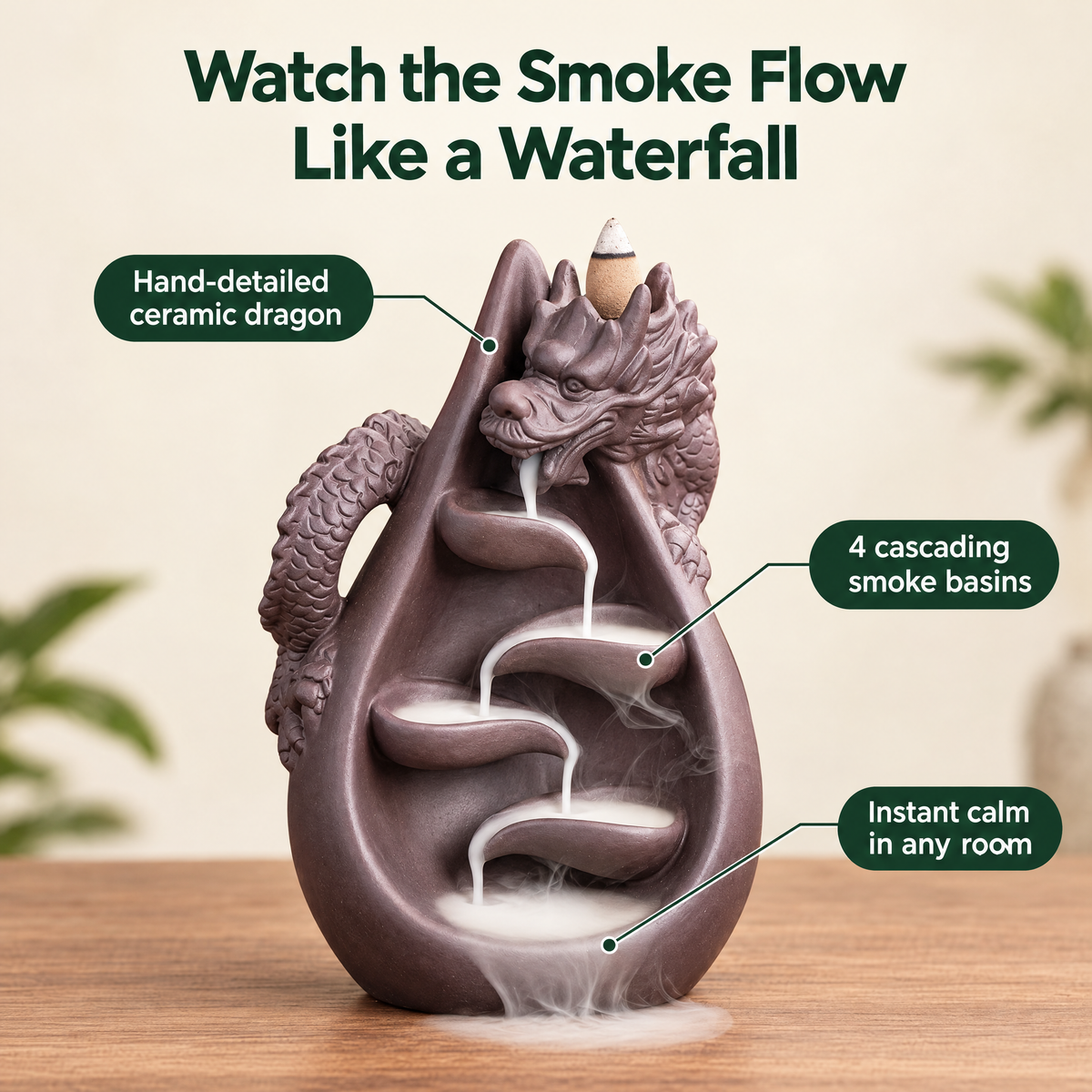 Watch the smoke flow like a waterfall